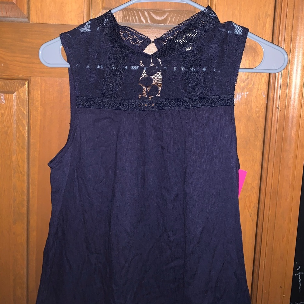 High neck navy lacy dress NWT